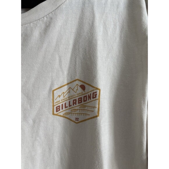 Billabong Mens Large Preium Tee Long Sleeve Ivory Beige Surf Grunge - Picture 4 of 7